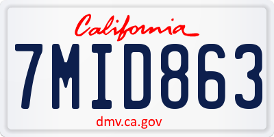CA license plate 7MID863