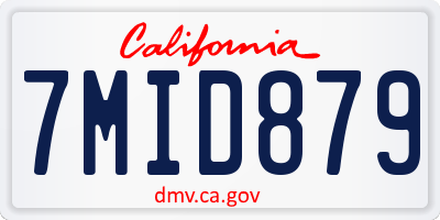 CA license plate 7MID879