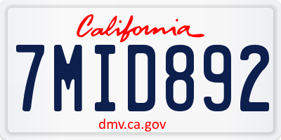 CA license plate 7MID892
