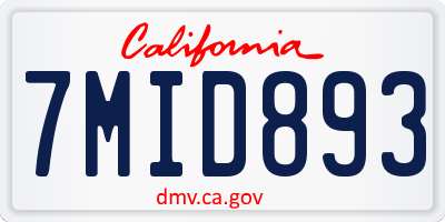 CA license plate 7MID893