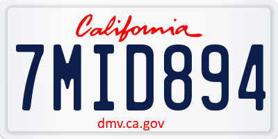 CA license plate 7MID894