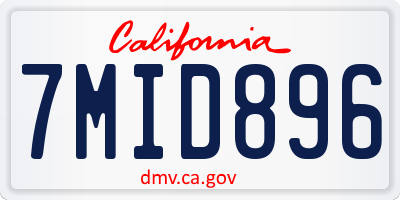 CA license plate 7MID896