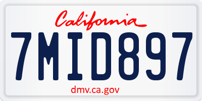 CA license plate 7MID897