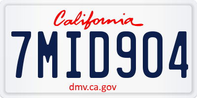 CA license plate 7MID904