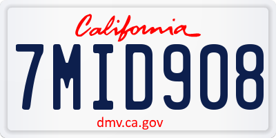 CA license plate 7MID908