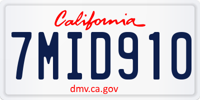 CA license plate 7MID910