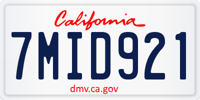CA license plate 7MID921