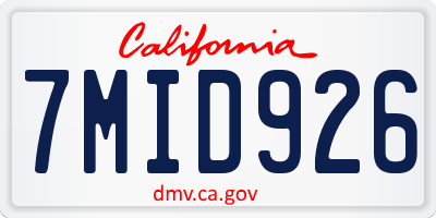 CA license plate 7MID926