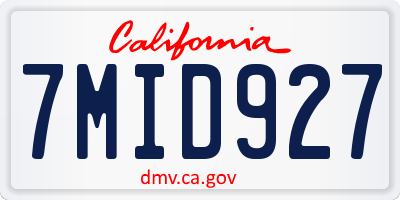 CA license plate 7MID927