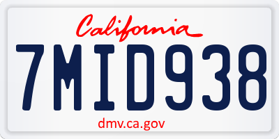 CA license plate 7MID938