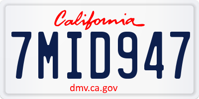 CA license plate 7MID947
