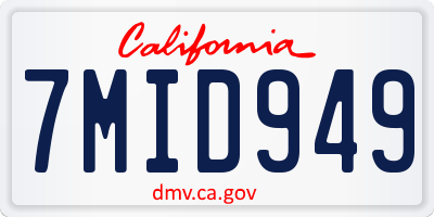 CA license plate 7MID949