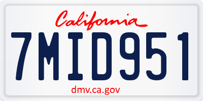 CA license plate 7MID951