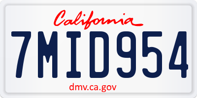CA license plate 7MID954