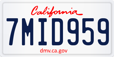 CA license plate 7MID959