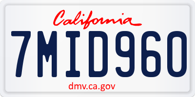 CA license plate 7MID960