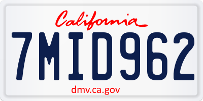 CA license plate 7MID962