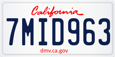 CA license plate 7MID963