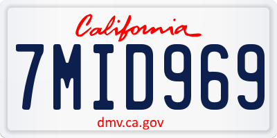 CA license plate 7MID969