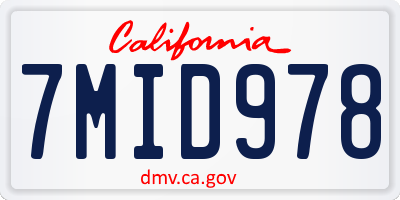 CA license plate 7MID978