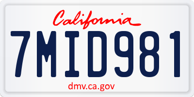 CA license plate 7MID981