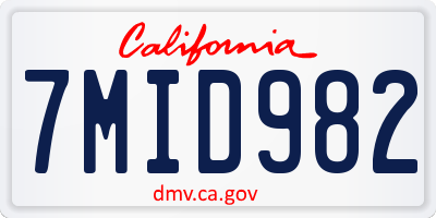 CA license plate 7MID982