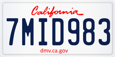 CA license plate 7MID983