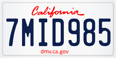 CA license plate 7MID985