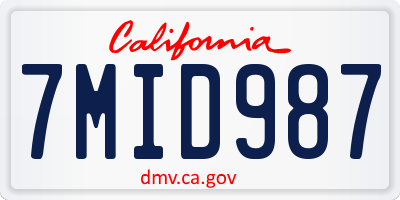 CA license plate 7MID987