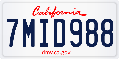 CA license plate 7MID988