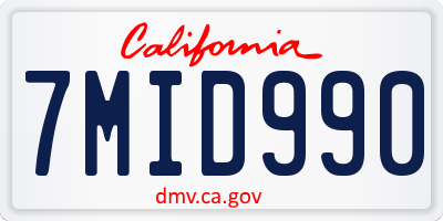 CA license plate 7MID990