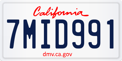 CA license plate 7MID991