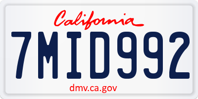 CA license plate 7MID992