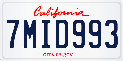 CA license plate 7MID993