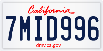 CA license plate 7MID996