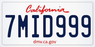 CA license plate 7MID999