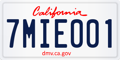 CA license plate 7MIE001