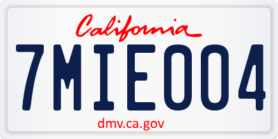 CA license plate 7MIE004