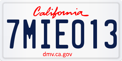 CA license plate 7MIE013