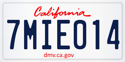 CA license plate 7MIE014