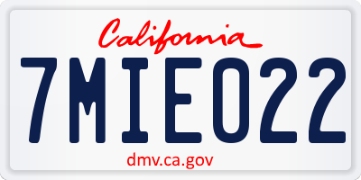 CA license plate 7MIE022