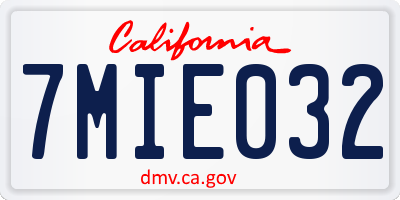 CA license plate 7MIE032