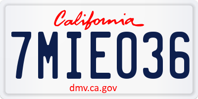 CA license plate 7MIE036