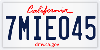 CA license plate 7MIE045