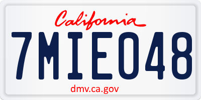 CA license plate 7MIE048