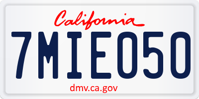 CA license plate 7MIE050
