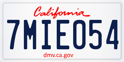 CA license plate 7MIE054