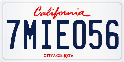 CA license plate 7MIE056