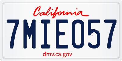 CA license plate 7MIE057