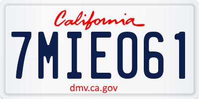 CA license plate 7MIE061